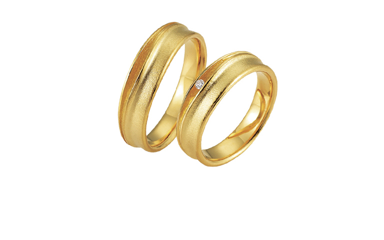 05198+05199-wedding rings, gold 750 with brillant